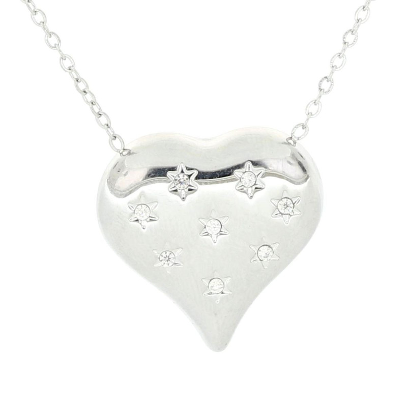 COLLANA ASTERIA CM 45+5 CON CUORE MM 25 ASTERIA IN ACCIAIO