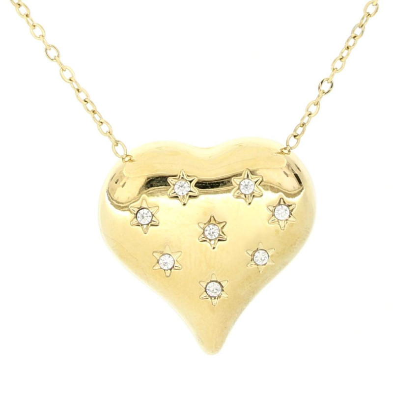 COLLANA ASTERIA CM 45+5 CON CUORE MM 25 ASTERIA IN ACCIAIO
