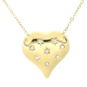 COLLANA ASTERIA CM 45+5 CON CUORE MM 25 ASTERIA IN ACCIAIO