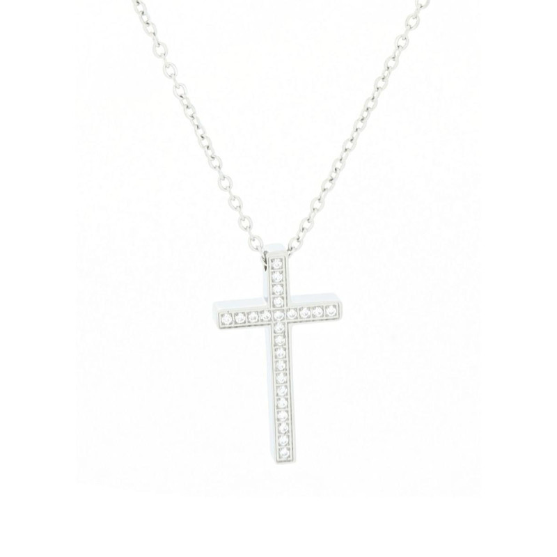 PENDENTE UOMO IN ACCIAIO CON CROCE MM 26x15 CATENA CM 45+5