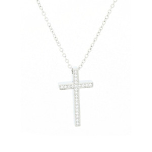 PENDENTE UOMO IN ACCIAIO CON CROCE MM 26x15 CATENA CM 45+5