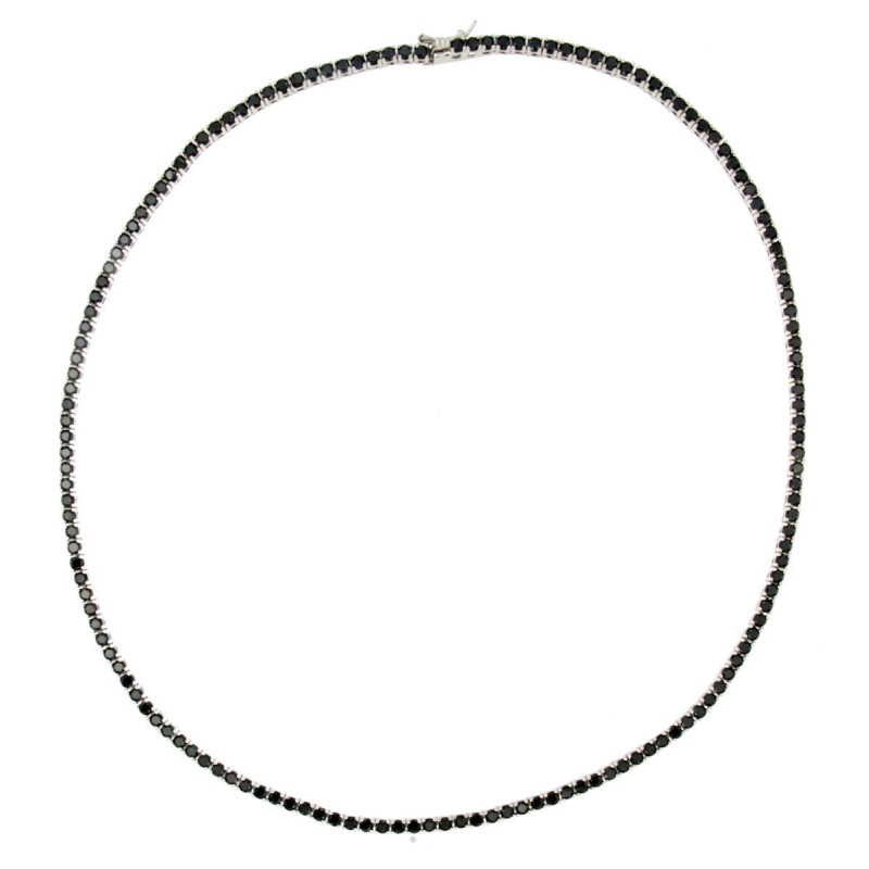 COLLANA TENNIS CM 45 E MM 3 IN ARGENTO 925 CON ZIRCONI NERI
