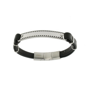 BRACCIALE UOMO IN PELLE E ACCIAIO