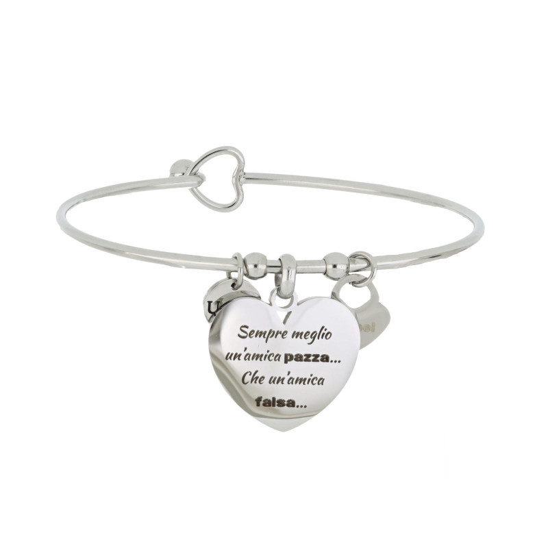 BRACCIALE "PENSIERO" CUORE CON FRASE MM 19 IN ACCIAIO