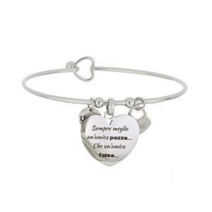 BRACCIALE "PENSIERO" CUORE CON FRASE MM 19 IN ACCIAIO