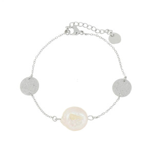 BRACCIALE AFRODITE CM 16+3 CON PERLA IN ACCIAIO