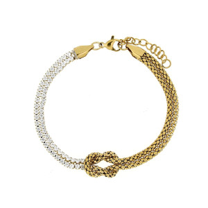 BRACCIALE NODI ZIRCONATI CM 17+3  IN ACCIAIO