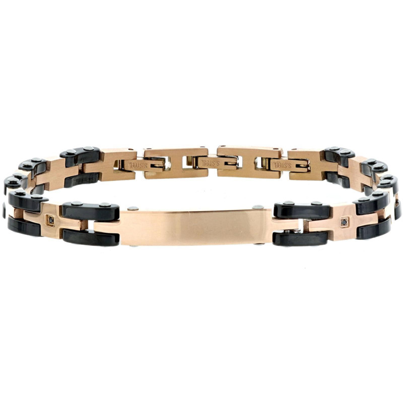 BRAC.IN ACCIAIO CM 22 CON 1 DIAMANTI NERO/SI 1MM CT 0,008