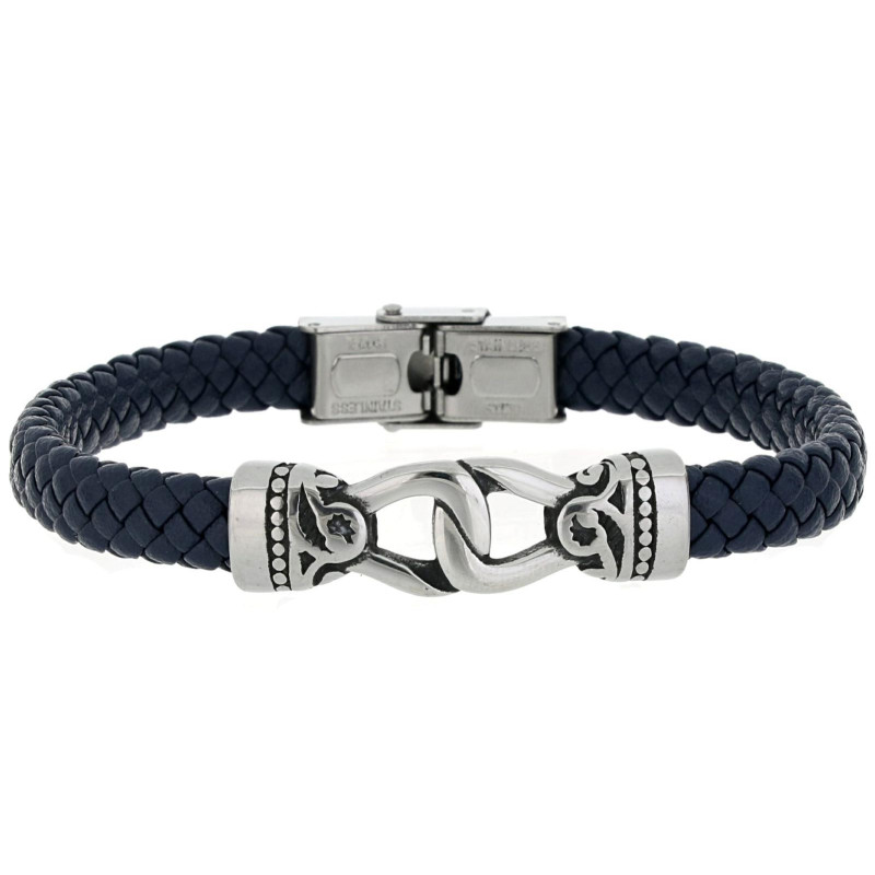 BRACCIALE "UOMO" CM 21 IN PELLE E ACCIAIO