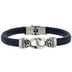 BRACCIALE "UOMO" CM 21 IN PELLE E ACCIAIO