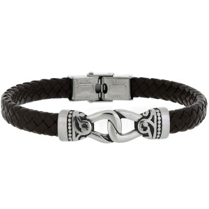 BRACCIALE "UOMO" CM 21 IN PELLE E ACCIAIO