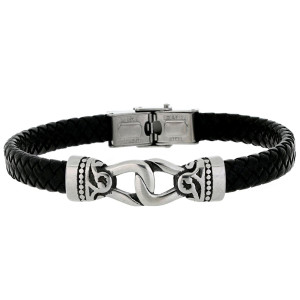 BRACCIALE "UOMO" CM 21 IN PELLE E ACCIAIO