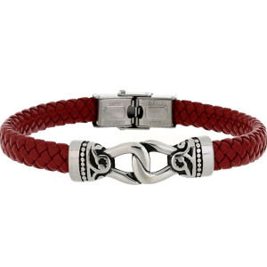 BRACCIALE "UOMO" CM 21 IN PELLE E ACCIAIO