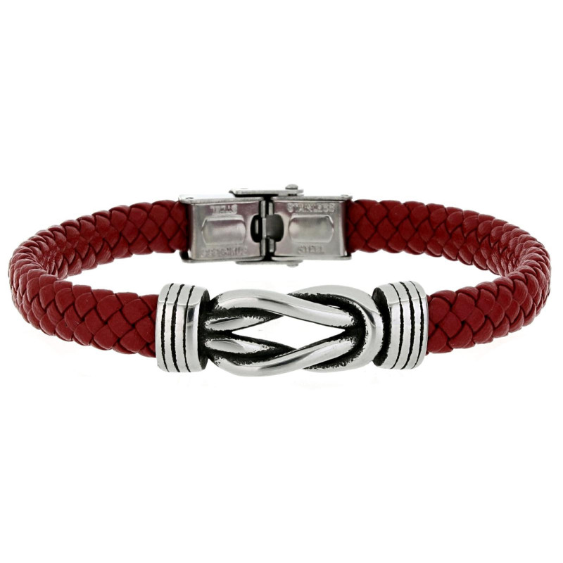 BRACCIALE "UOMO" CM 21 IN PELLE E ACCIAIO