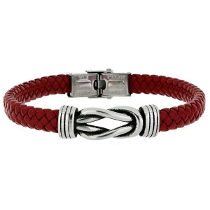 BRACCIALE "UOMO" CM 21 IN PELLE E ACCIAIO