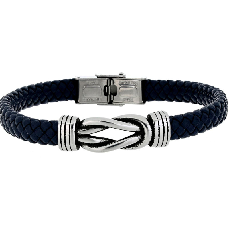 BRACCIALE "UOMO" CM 21 IN PELLE E ACCIAIO