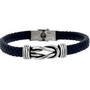 BRACCIALE "UOMO" CM 21 IN PELLE E ACCIAIO