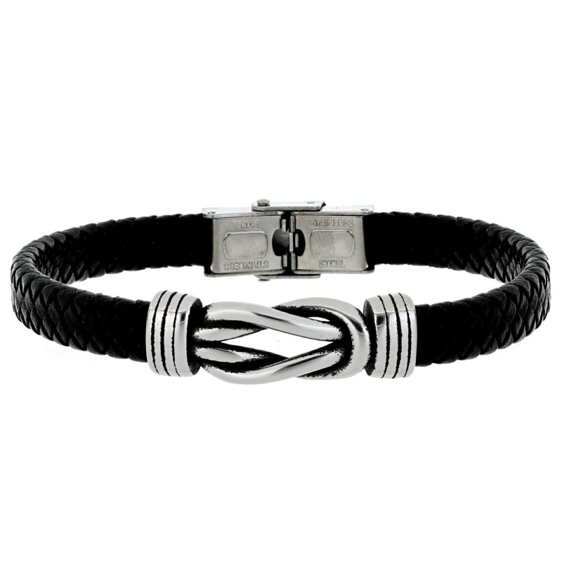 BRACCIALE "UOMO" CM 21 IN PELLE E ACCIAIO