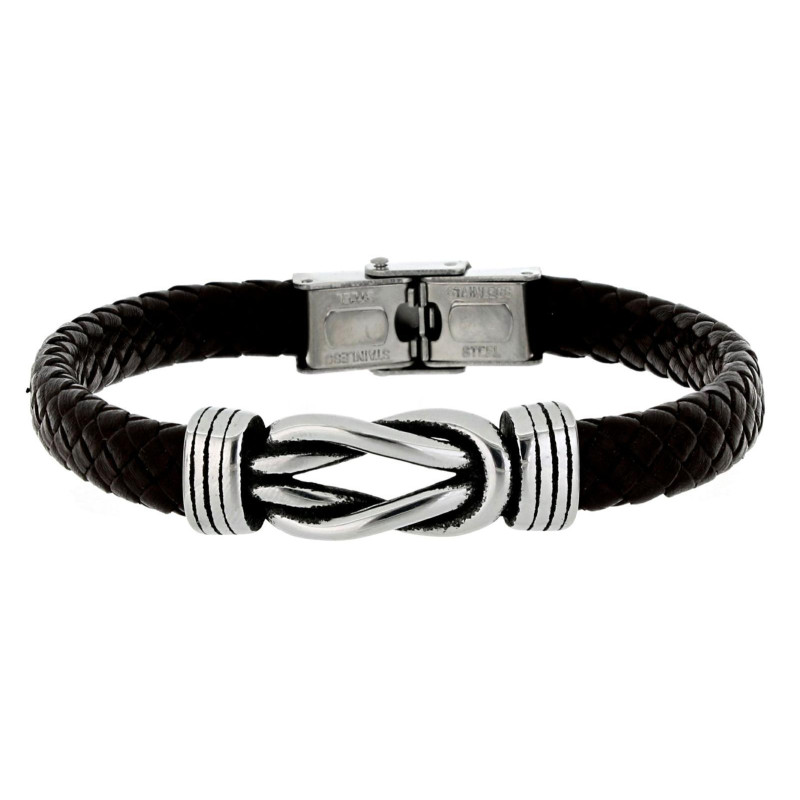 BRACCIALE "UOMO" CM 21 IN PELLE E ACCIAIO