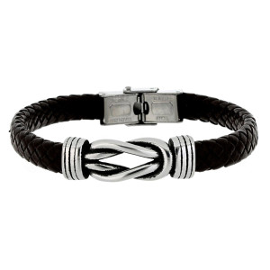 BRACCIALE "UOMO" CM 21 IN PELLE E ACCIAIO