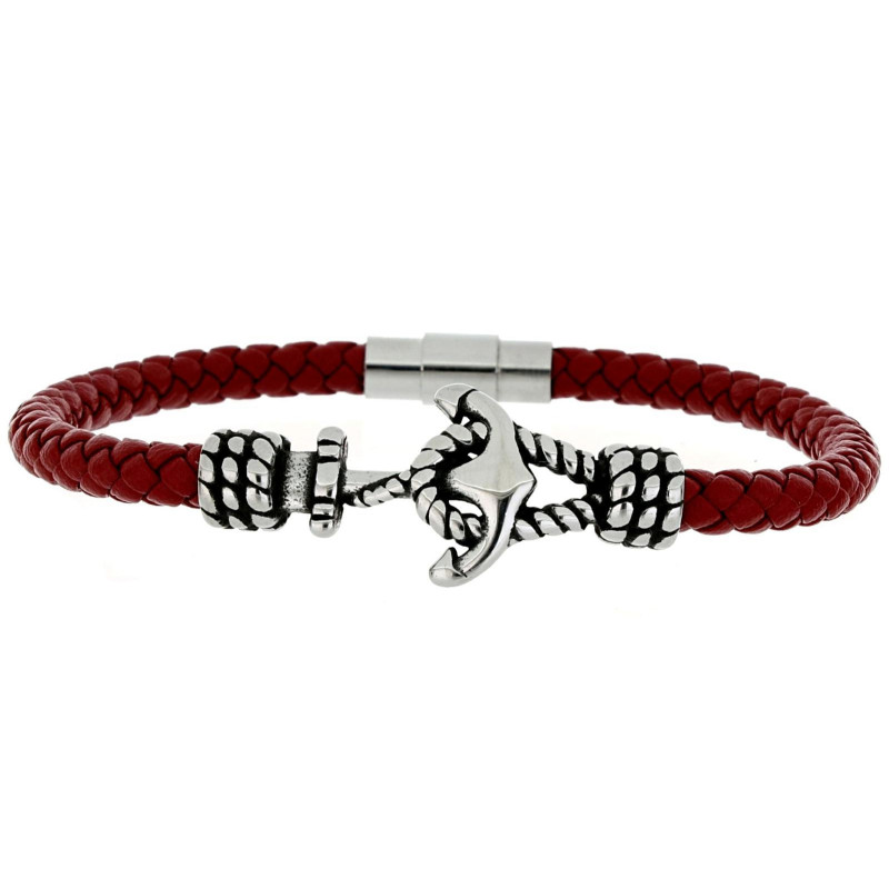 BRACCIALE "UOMO" CM 21 IN PELLE E ACCIAIO