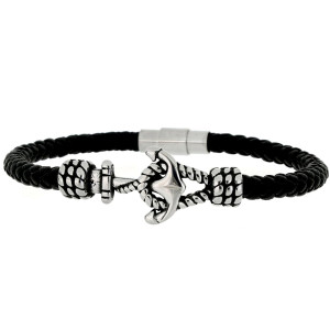 BRACCIALE "UOMO" CM 21 IN PELLE E ACCIAIO