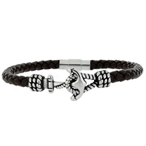 BRACCIALE "UOMO" CM 21 IN PELLE E ACCIAIO
