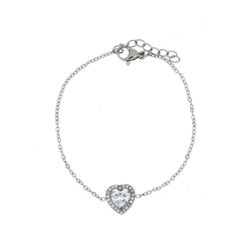 BRACCIALE "INCANTO" CON CUORE MM 11 E CM 16+3 IN ACCIAIO