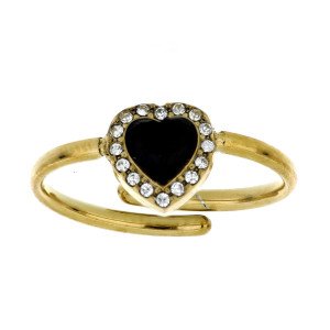 ANELLO "INCANTO" CON CUORE NERO MM 8 IN ACCIAIO