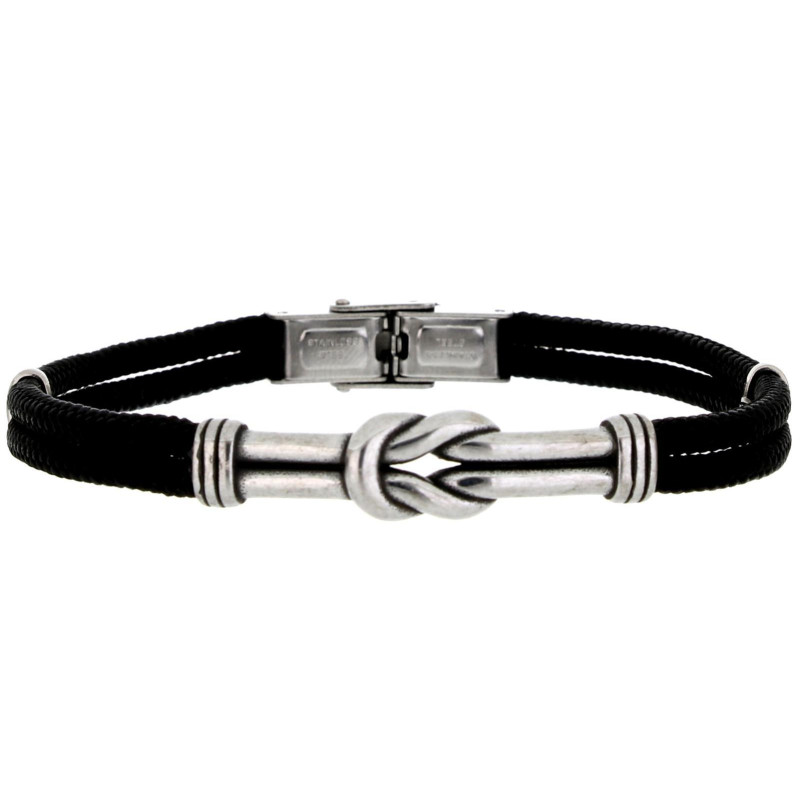 BRACCIALE "UOMO" CM 21 IN PELLE E ACCIAIO
