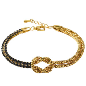 BRACCIALE NODI ZIRCONATI CM 17+3  IN ACCIAIO