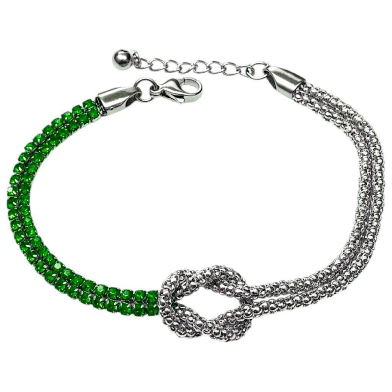 BRACCIALE NODI ZIRCONATI CM 17+3  IN ACCIAIO