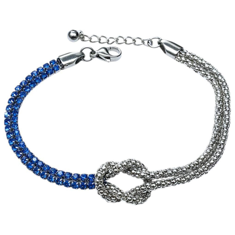 BRACCIALE NODI ZIRCONATI CM 17+3  IN ACCIAIO