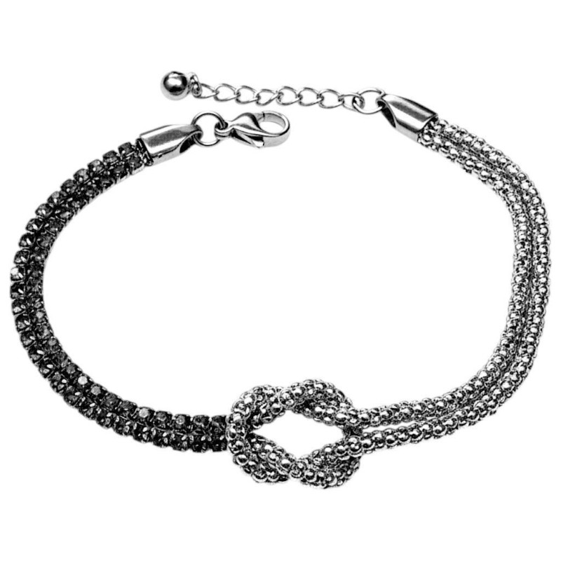 BRACCIALE NODI ZIRCONATI CM 17+3  IN ACCIAIO
