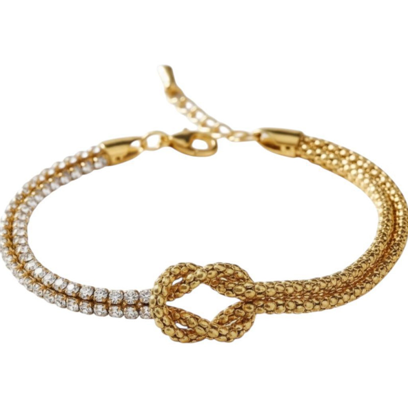 BRACCIALE NODI ZIRCONATI CM 17+3  IN ACCIAIO