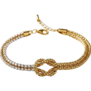 BRACCIALE NODI ZIRCONATI CM 17+3  IN ACCIAIO