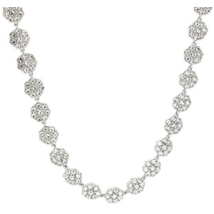 COLLANA CM 42+5 MINERVA IN ACCIAIO MM 8 CON PIETRE BIANCHE