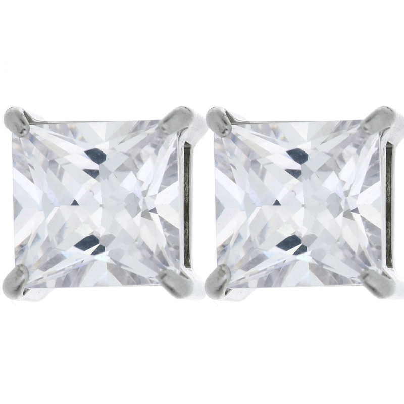 ORECCHINI PUNTO LUCE QUADRO MM 8X8 IN ACCIAIO