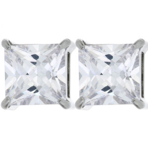 ORECCHINI PUNTO LUCE QUADRO MM 8X8 IN ACCIAIO