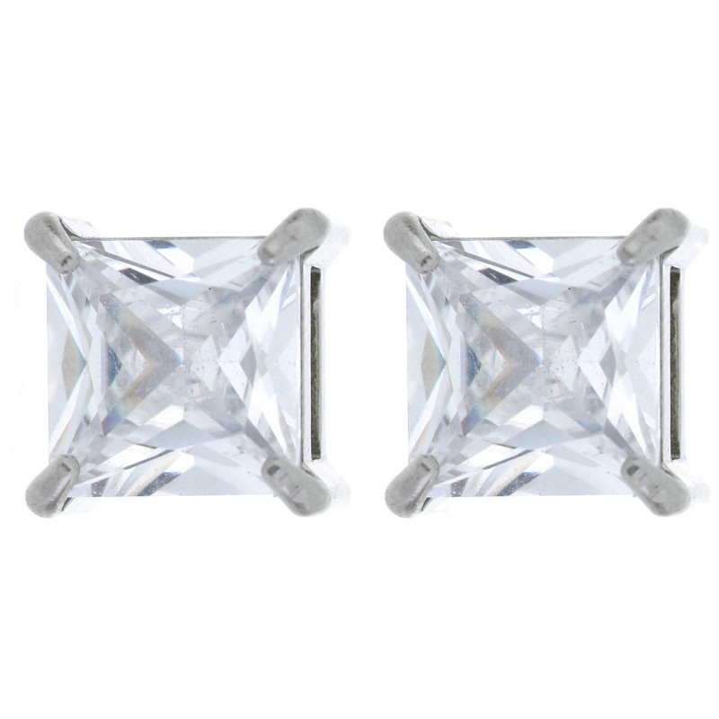 ORECCHINI PUNTO LUCE QUADRO MM 7X7 IN ACCIAIO