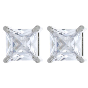 ORECCHINI PUNTO LUCE QUADRO MM 7X7 IN ACCIAIO