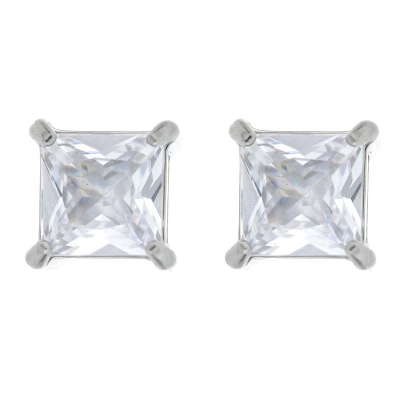 ORECCHINI PUNTO LUCE QUADRO MM 6X6 IN ACCIAIO