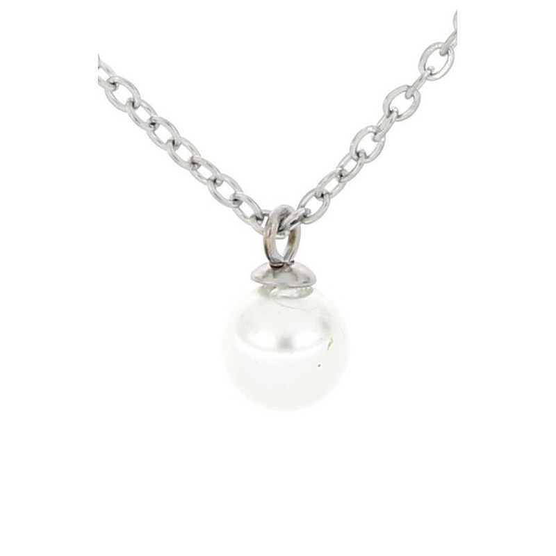 PENDENTE PUNTO LUCE PERLA MM 6 IN ACCIAIO