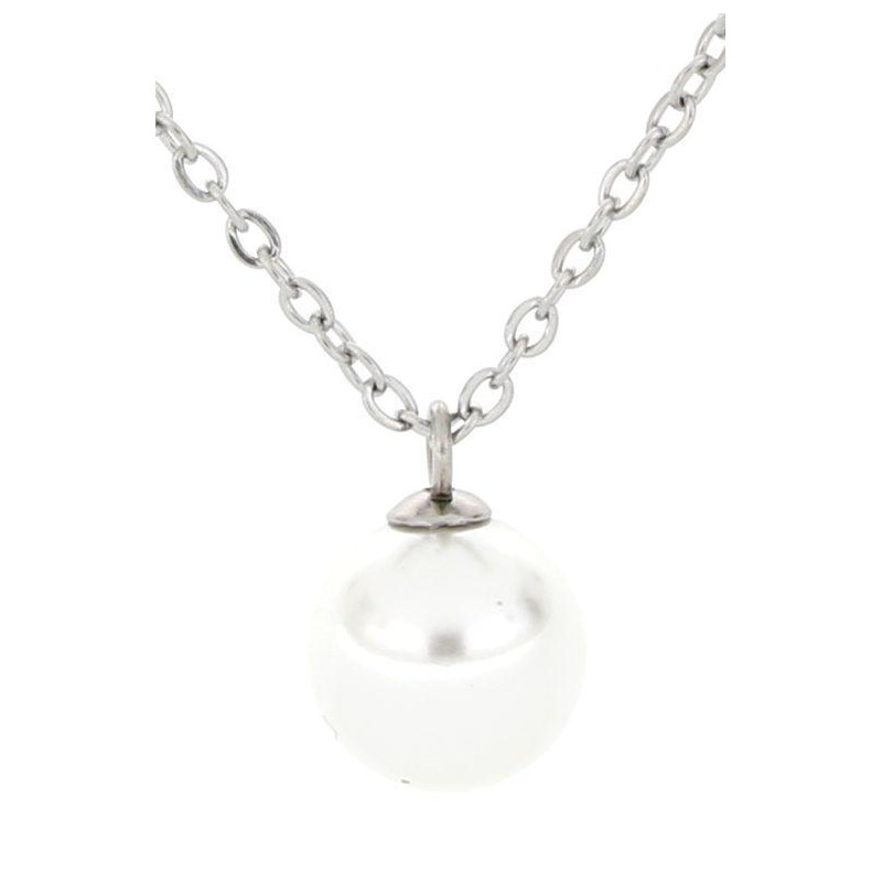 PENDENTE PUNTO LUCE PERLA MM 8 IN ACCIAIO
