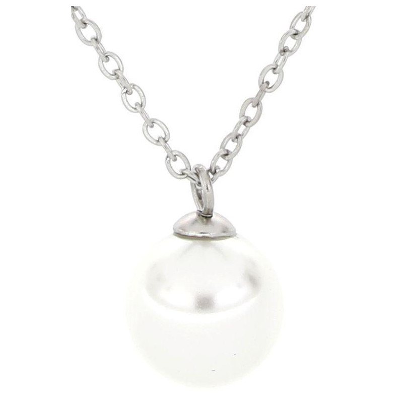 PENDENTE PUNTO LUCE PERLA MM 10 IN ACCIAIO
