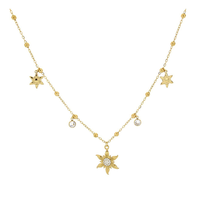 COLLANA STELLA ALPINA IN ACCIAIO CM 40+5