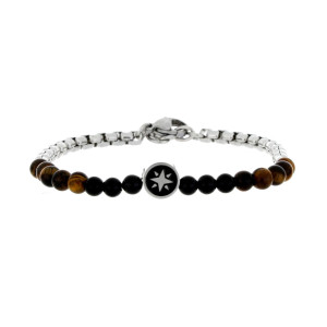BRACCIALE UOMO IN PIETRA E ACCIAIO CM 19+3