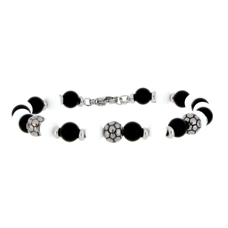 BRACCIALE UOMO IN PIETRA E ACCIAIO CM 19+3