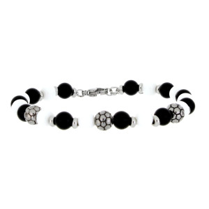 BRACCIALE UOMO IN PIETRA E ACCIAIO CM 19+3