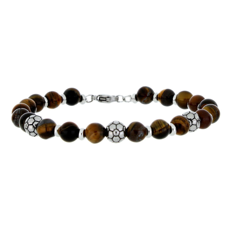 BRACCIALE UOMO IN PIETRA E ACCIAIO CM 19+3